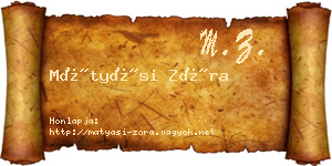 Mátyási Zóra névjegykártya
